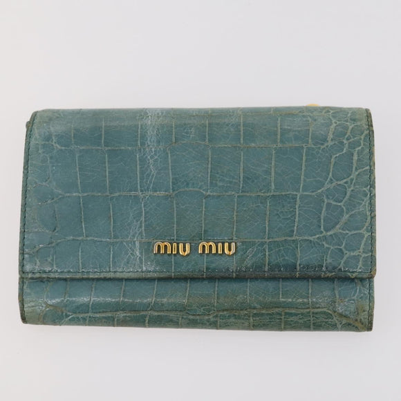 Miu Miu Wallet Leather 2 Set Brown Green Auth BA11023