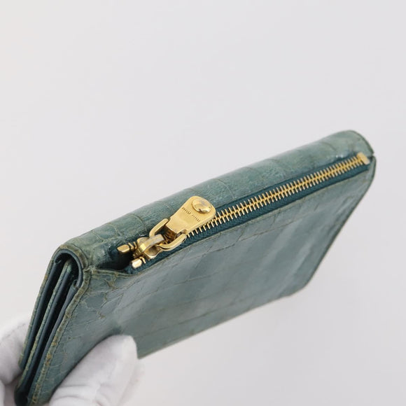 Miu Miu Wallet Leather 2 Set Brown Green Auth BA11023