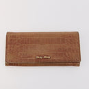 Miu Miu Wallet Leather 2 Set Brown Green Auth BA11023-2