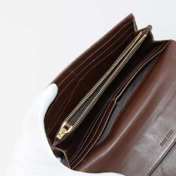 Miu Miu Wallet Leather 2 Set Brown Green Auth BA11023