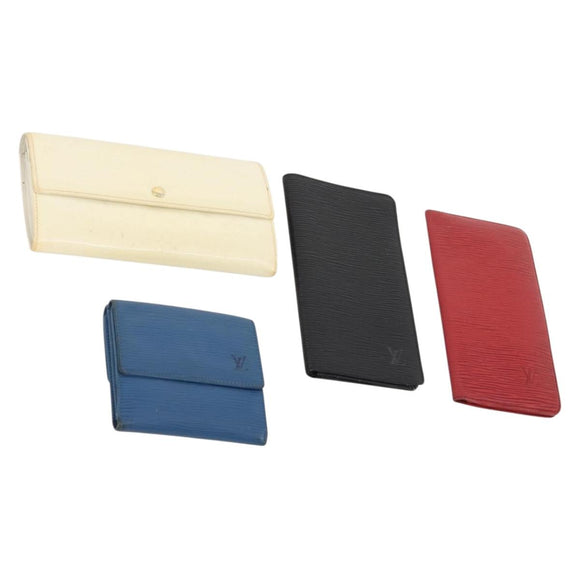 LOUIS VUITTON Epi Vernis Wallet Leather 4 Set Blue Black Red LV Auth BA11026
