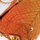PRADA Quilted Chain Shoulder Bag Nylon Orange Gold Auth BA11028-9