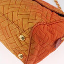 PRADA Quilted Chain Shoulder Bag Nylon Orange Gold Auth BA11028-14