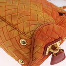 PRADA Quilted Chain Shoulder Bag Nylon Orange Gold Auth BA11028-16