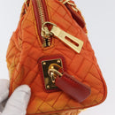 PRADA Quilted Chain Shoulder Bag Nylon Orange Gold Auth BA11028-17