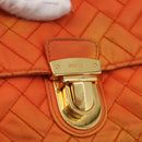 PRADA Quilted Chain Shoulder Bag Nylon Orange Gold Auth BA11028-18