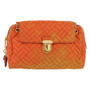 PRADA Quilted Chain Shoulder Bag Nylon Orange Gold Auth BA11028-13