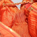 PRADA Quilted Chain Shoulder Bag Nylon Orange Gold Auth BA11028-21
