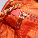 PRADA Quilted Chain Shoulder Bag Nylon Orange Gold Auth BA11028-22