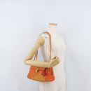PRADA Quilted Chain Shoulder Bag Nylon Orange Gold Auth BA11028-24