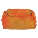 PRADA Quilted Chain Shoulder Bag Nylon Orange Gold Auth BA11028-2