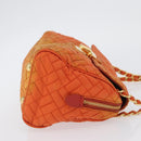 PRADA Quilted Chain Shoulder Bag Nylon Orange Gold Auth BA11028-3