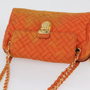 PRADA Quilted Chain Shoulder Bag Nylon Orange Gold Auth BA11028-6