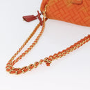 PRADA Quilted Chain Shoulder Bag Nylon Orange Gold Auth BA11028-7