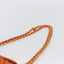 PRADA Quilted Chain Shoulder Bag Nylon Orange Gold Auth BA11028-8