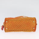 PRADA Quilted Chain Shoulder Bag Nylon Orange Gold Auth BA11028-5