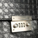 Salvatore Ferragamo Gancini Hand Bag Leather Black Silver Auth BA1103-18