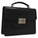 Salvatore Ferragamo Gancini Hand Bag Leather Black Silver Auth BA1103-1