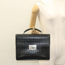 Salvatore Ferragamo Gancini Hand Bag Leather Black Silver Auth BA1103-24