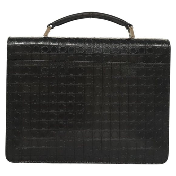 Salvatore Ferragamo Gancini Hand Bag Leather Black Silver Auth BA1103