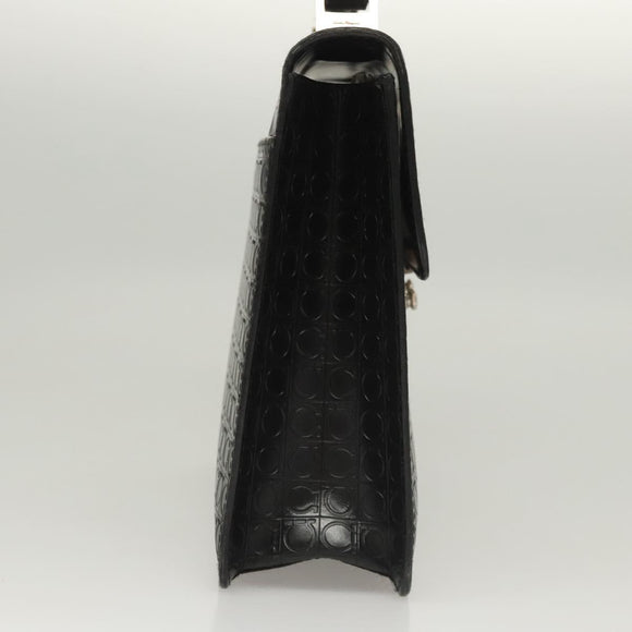 Salvatore Ferragamo Gancini Hand Bag Leather Black Silver Auth BA1103