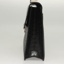Salvatore Ferragamo Gancini Hand Bag Leather Black Silver Auth BA1103-4