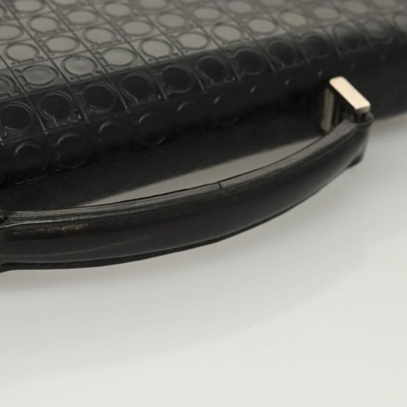 Salvatore Ferragamo Gancini Hand Bag Leather Black Silver Auth BA1103