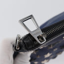Jimmy Choo Studs Clutch Bag Leather Navy Silver Auth BA11032-8