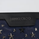 Jimmy Choo Studs Clutch Bag Leather Navy Silver Auth BA11032-9