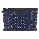 Jimmy Choo Studs Clutch Bag Leather Navy Silver Auth BA11032-13