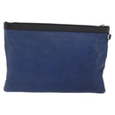 Jimmy Choo Studs Clutch Bag Leather Navy Silver Auth BA11032-2