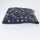 Jimmy Choo Studs Clutch Bag Leather Navy Silver Auth BA11032-3