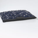Jimmy Choo Studs Clutch Bag Leather Navy Silver Auth BA11032-5