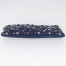 Jimmy Choo Studs Clutch Bag Leather Navy Silver Auth BA11032-6
