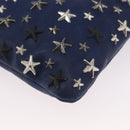 Jimmy Choo Studs Clutch Bag Leather Navy Silver Auth BA11032-7