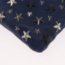Jimmy Choo Studs Clutch Bag Leather Navy Silver Auth BA11032-14
