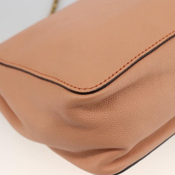 Chloe Chain Elsie Shoulder Bag Leather Pink Gold Auth BA11036V