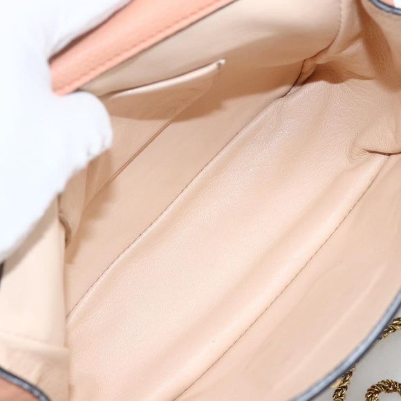 Chloe Chain Elsie Shoulder Bag Leather Pink Gold Auth BA11036V