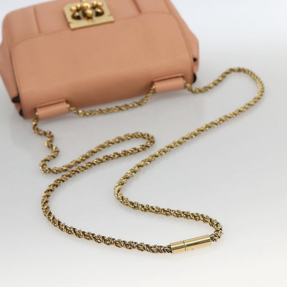 Chloe Chain Elsie Shoulder Bag Leather Pink Gold Auth BA11036V