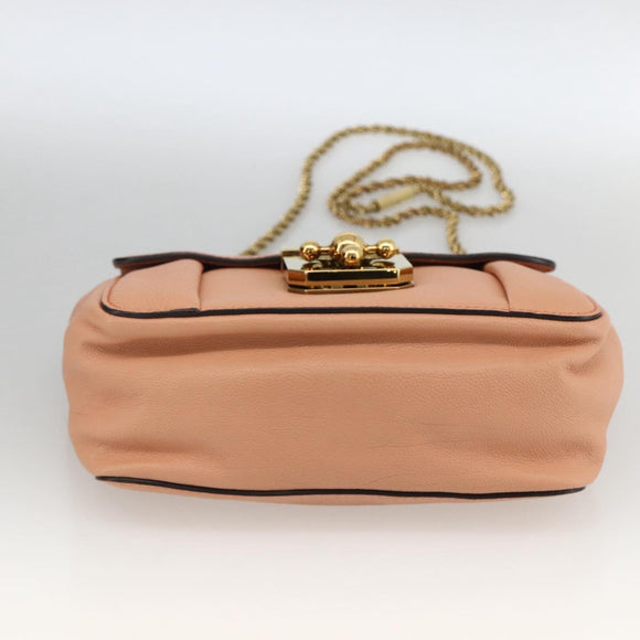 Chloe Chain Elsie Shoulder Bag Leather Pink Gold Auth BA11036V