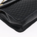 BALLY Quilted Chain Shoulder Bag Leather 2way Black Gold Auth BA11038-10