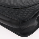 BALLY Quilted Chain Shoulder Bag Leather 2way Black Gold Auth BA11038-17