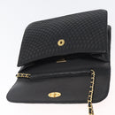 BALLY Quilted Chain Shoulder Bag Leather 2way Black Gold Auth BA11038-11