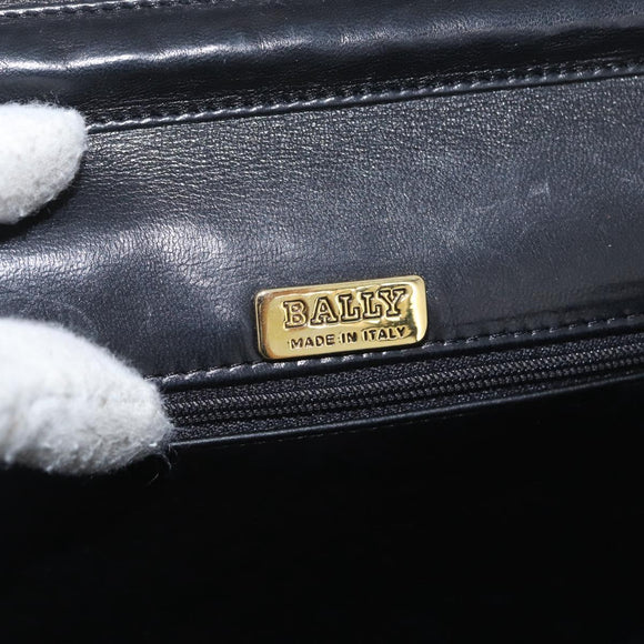 BALLY Quilted Chain Shoulder Bag Leather 2way Black Gold Auth BA11038