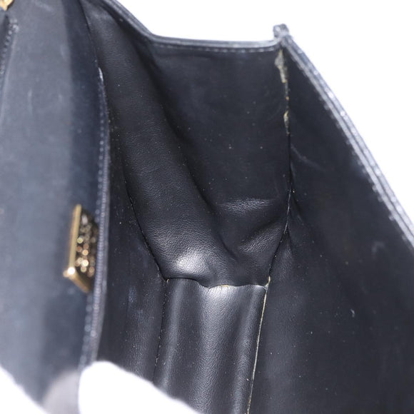 BALLY Quilted Chain Shoulder Bag Leather 2way Black Gold Auth BA11038