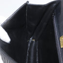 BALLY Quilted Chain Shoulder Bag Leather 2way Black Gold Auth BA11038-21