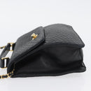 BALLY Quilted Chain Shoulder Bag Leather 2way Black Gold Auth BA11038-4