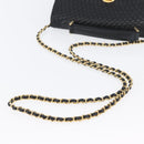 BALLY Quilted Chain Shoulder Bag Leather 2way Black Gold Auth BA11038-9
