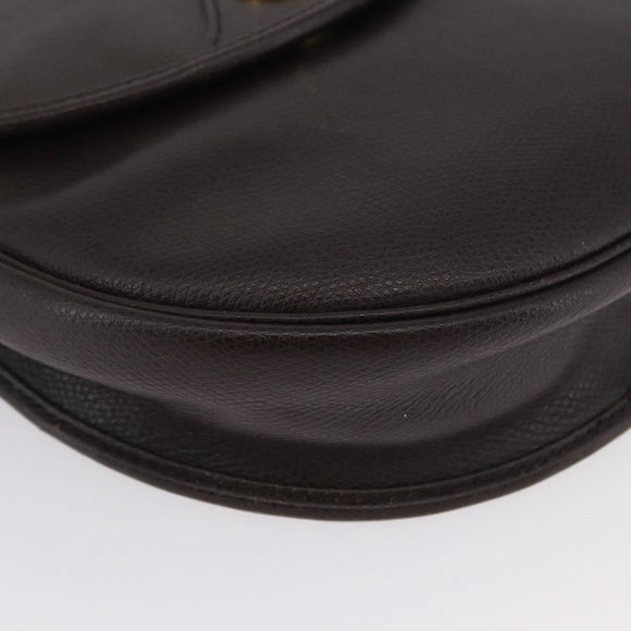 Christian Dior Shoulder Bag Leather Brown Gold Auth BA11045