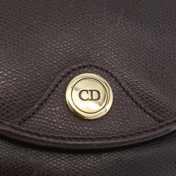 Christian Dior Shoulder Bag Leather Brown Gold Auth BA11045